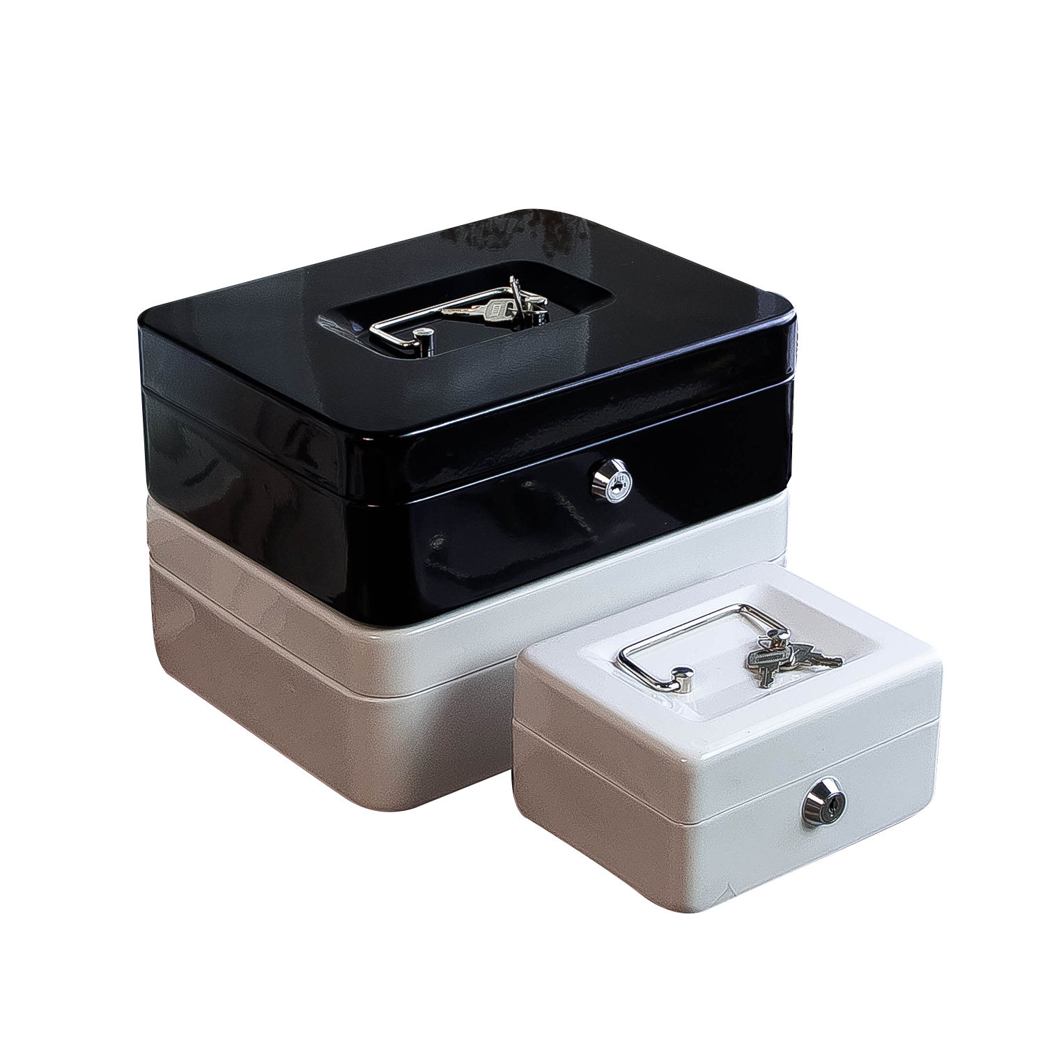 带锁铁箱钱箱长方形储物箱收纳箱子手提保险箱铁皮金属盒子收藏箱热销